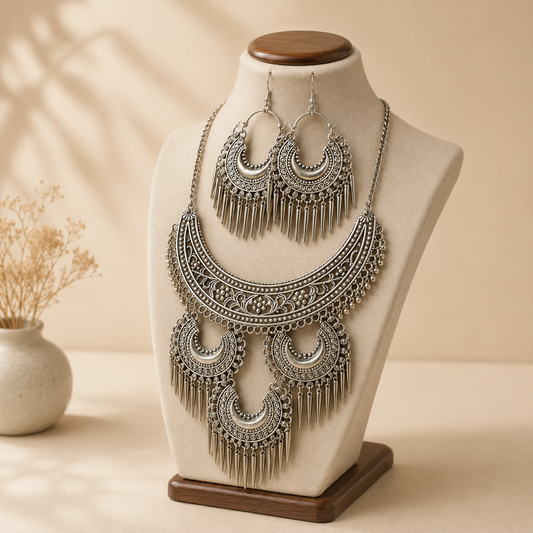 Oxidised Tribal Necklace Set