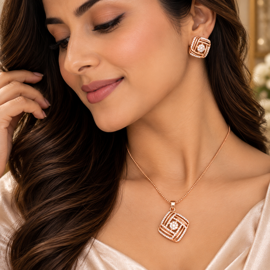 18K Gold Plated CZ Pendant Set