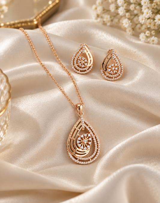 18K Gold Plated CZ Pendant Set