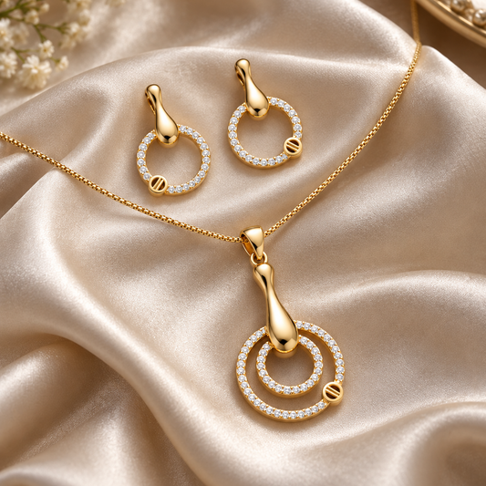 18K Gold Plated CZ Pendant Set
