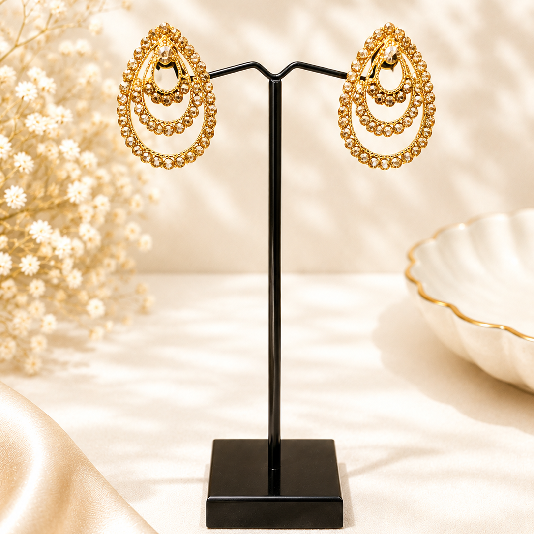 Antique Gold Layered Stud Earrings