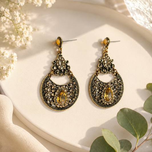 Antique Stone Dangle Earrings