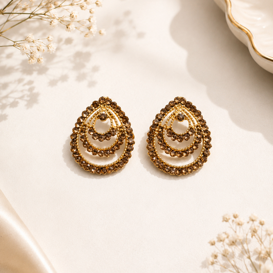 Antique Gold Layered Stud Earrings