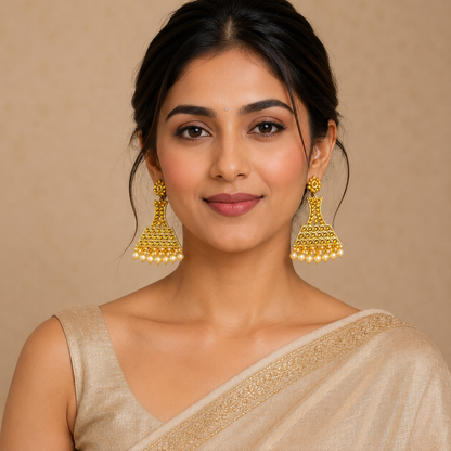 Gold Plated Pearl Drop Earrings