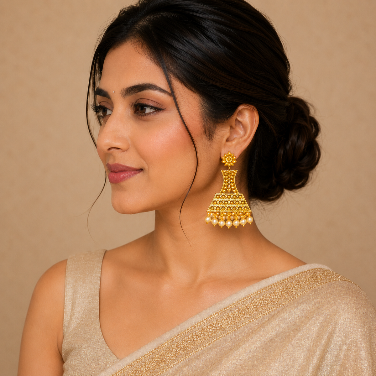 Gold Plated Pearl Drop Earrings