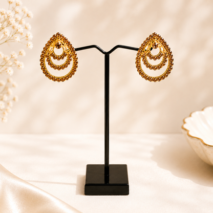 Antique Gold Layered Stud Earrings