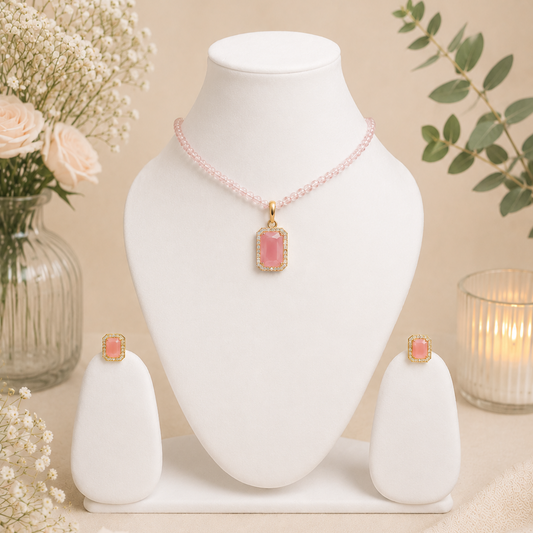 Beaded Pearl Necklace Set with Pendant