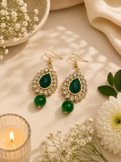 Green Beaded Kundan Necklace Set