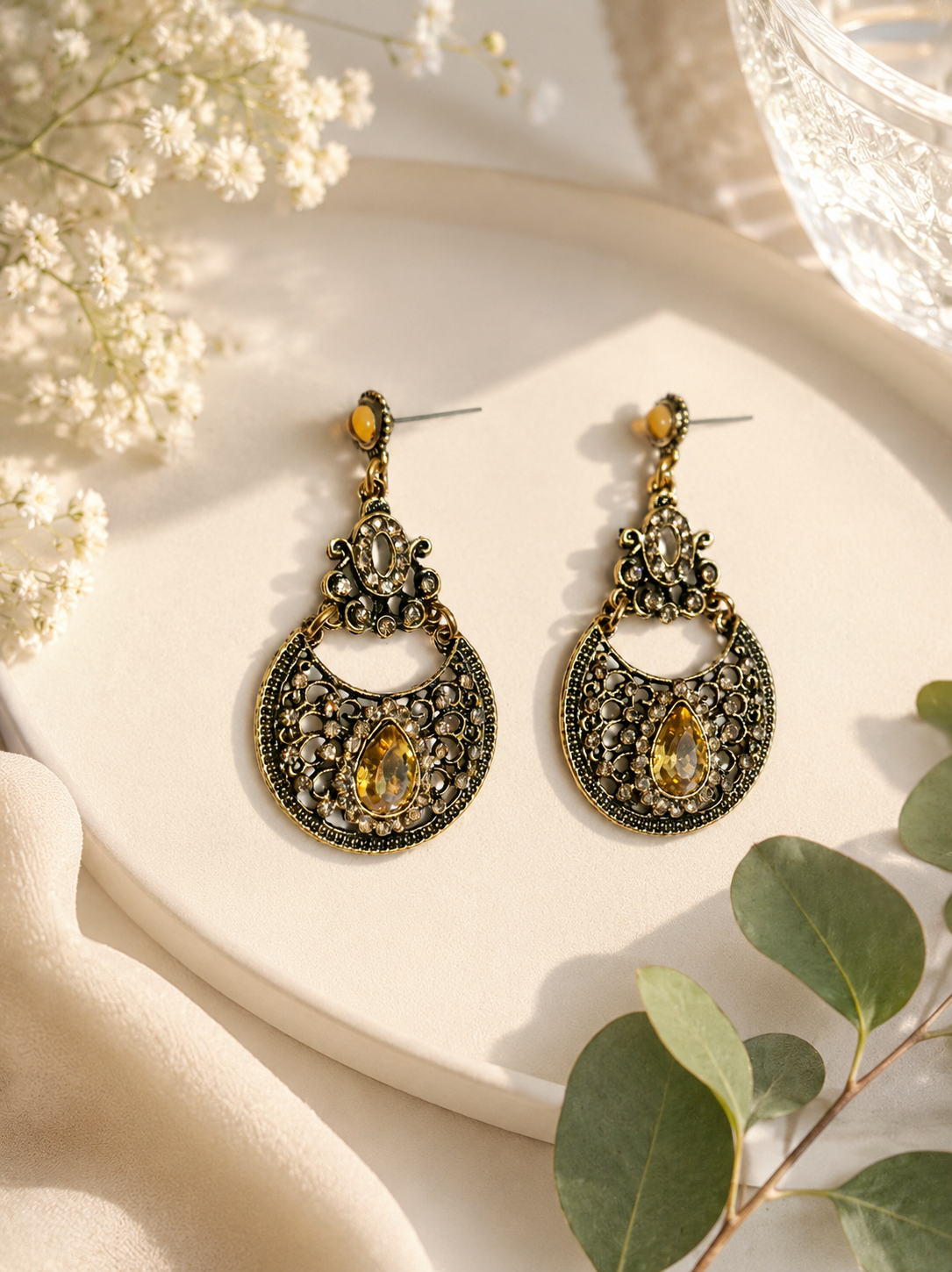 Antique Stone Dangle Earrings for Women