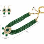 Green Kundan necklace set with dimensions