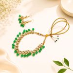 Traditional green Kundan jewellery set with matching earrings