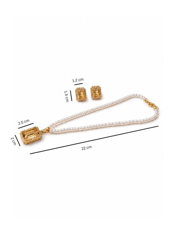 Classic pearl necklace set for women with crystal stone pendant-dimensions