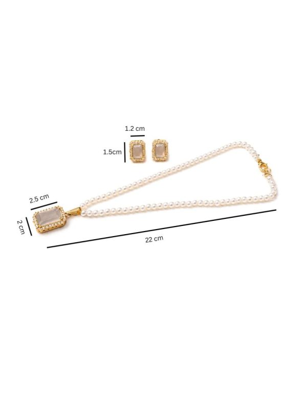 White pearl necklace jewellery set for festive and party wear-dimensions