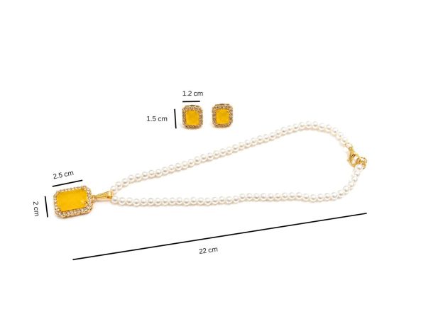 Yellow crystal jewellery set for festive and party wear-dimensions