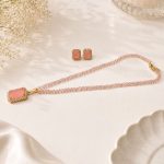 Elegant pink gemstone pendant jewellery set for women