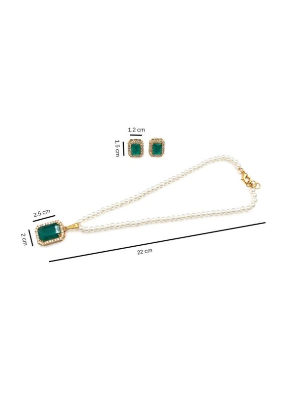 Elegant green crystal jewellery set for women with stud earrings-dimensions