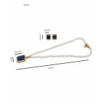 Blue crystal pearl necklace set for party and festive wear