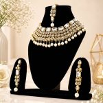 Traditional Kundan choker necklace set with pearl drops for women