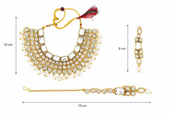 Ethnic Kundan pearl necklace set for saree and lehenga styling-dimensions