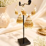 Designer hoop style jhumka earrings with pearl embellishments