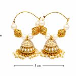 Gold plated pearl jhumka earrings for women-dimension