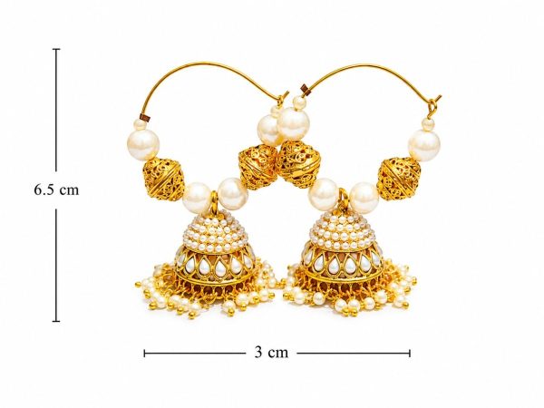 Gold plated pearl jhumka earrings for women-dimension