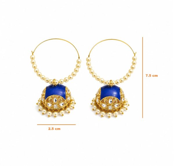 Blue pearl hoop jhumka earrings dimensions and size details