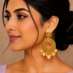 Traditional pearl drop chandbali earrings for women