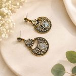 Traditional Kundan dangle earrings for women in antique gold finish