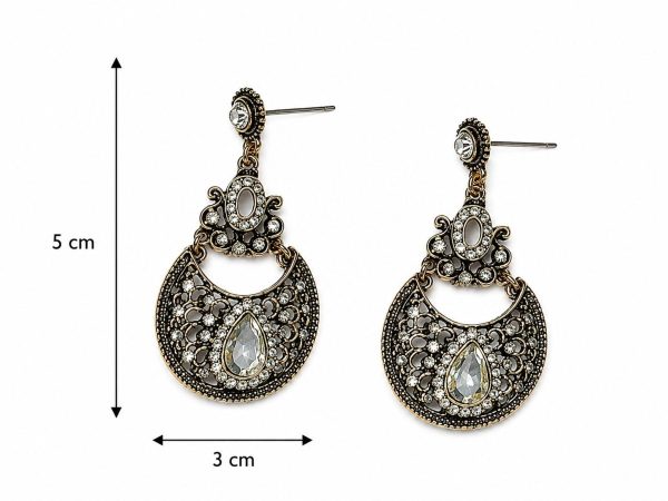 Antique gold Kundan earrings for women- dimensions