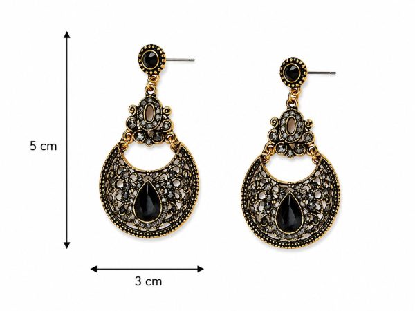 Antique black stone earrings for women- dimensions