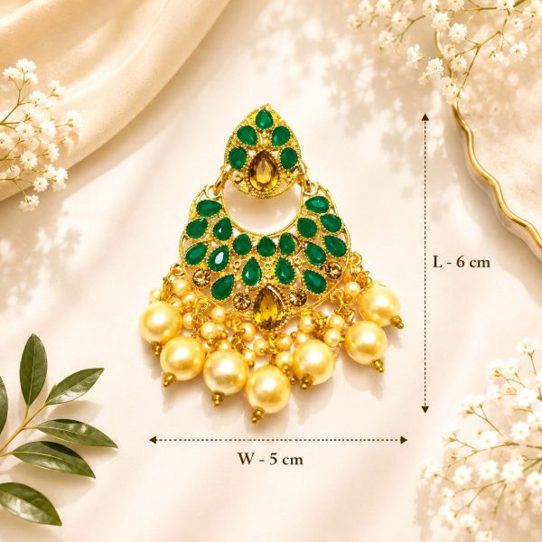 Ethnic gold plated chandbali earrings for festive wear-dimensions