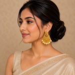Ethnic pearl chandbali earrings for saree and lehenga styling