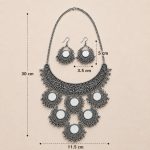 mirror necklace set with earrings with dimensions