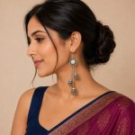 Oxidised silver mirror jhumka earrings for women