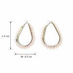 Modern pearl hoop earrings with silver-tone finish-dimension