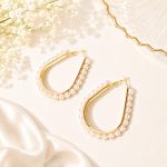 Rose Gold plated pearl hoop earrings for women