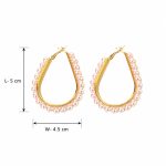 Modern gold pearl hoop earrings with teardrop shape- dimensions